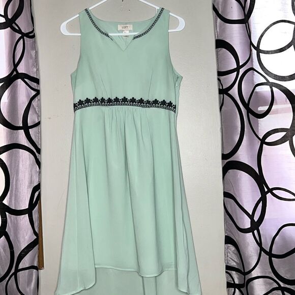 Ann Taylor LOFT 0 Seafoam Green Chiffon PARTY Formal DRESS Lined - Picture 1 of 7